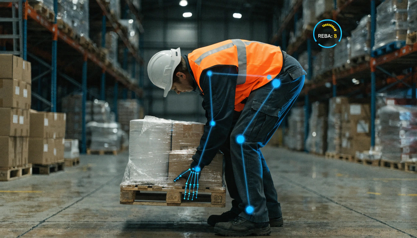 Worker in industrial environment monitored by computer vision